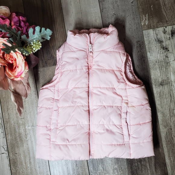 Birch & Stone Pink Toddler Girl Sherpa-Lined Full Zip Puffer Vest Size 4T - Picture 1 of 10